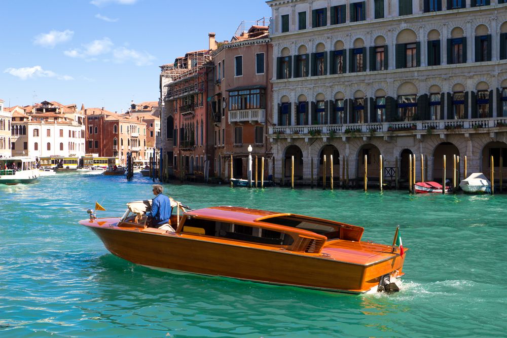 Venice water taxi on the Grand Canal