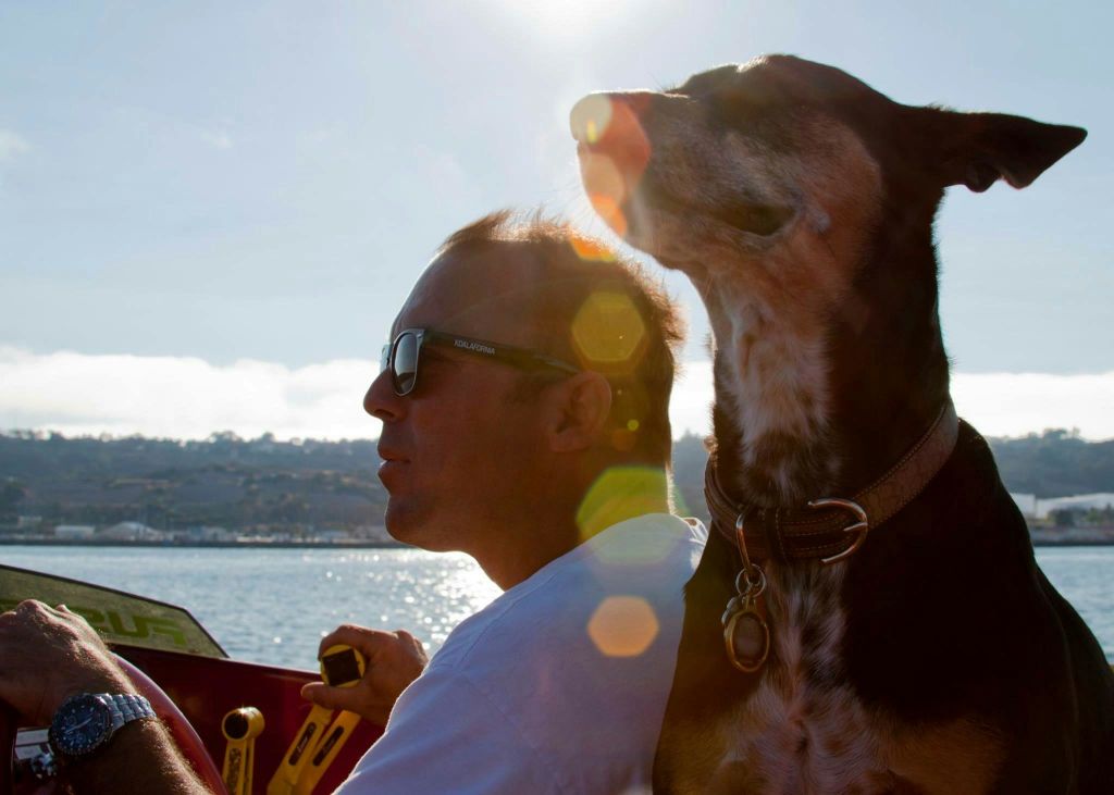 스피드보트 투어를 즐기는 고객과 반려견