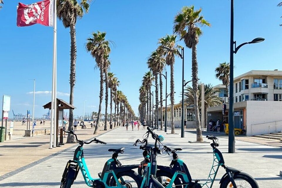 야마하 엔진이 장착된 프리미엄 전기 자전거를 타고 발렌시아를 둘러보세요. 자전거 라이딩을 즐기며 간편하게 페달을 밟으세요.