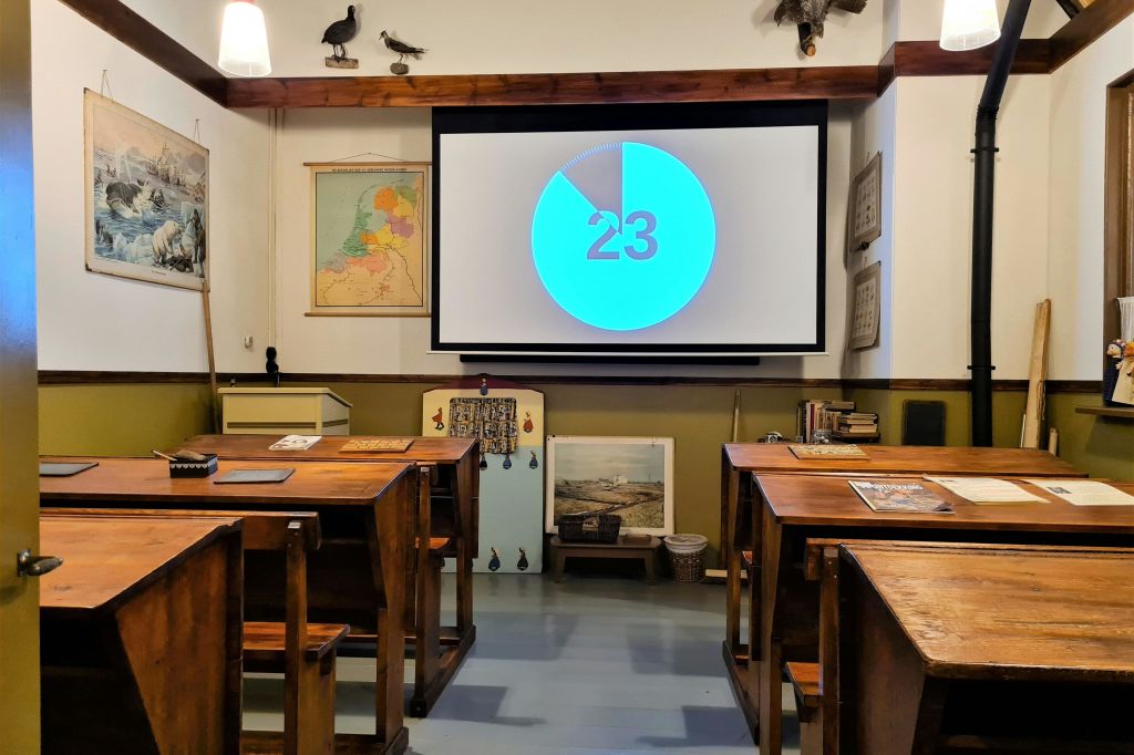 Historical school class in a museum in the Netherlands, War Museum Medemblik