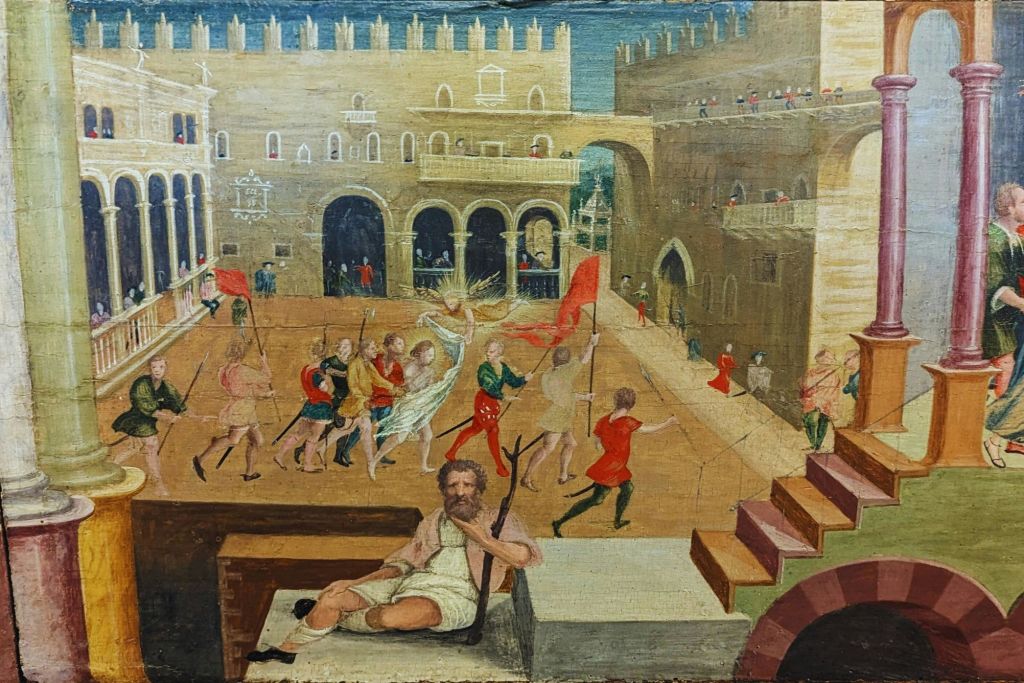 오늘날 단테 동상이 있는 시뇨리 광장의 그림.