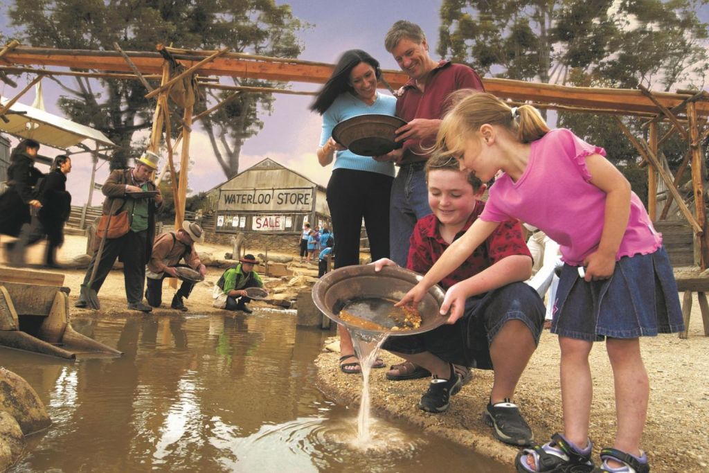 Gold panning in Red Gully Creek