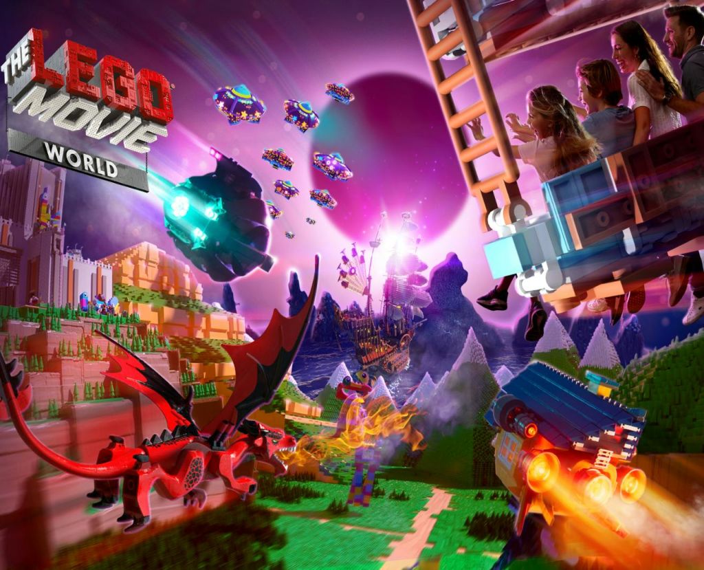 사람들은 드래곤, 우주선, 상상 속 풍경이 있는 다채롭고 환상적인 레고 테마의 세계를 날아다니며 즐깁니다.