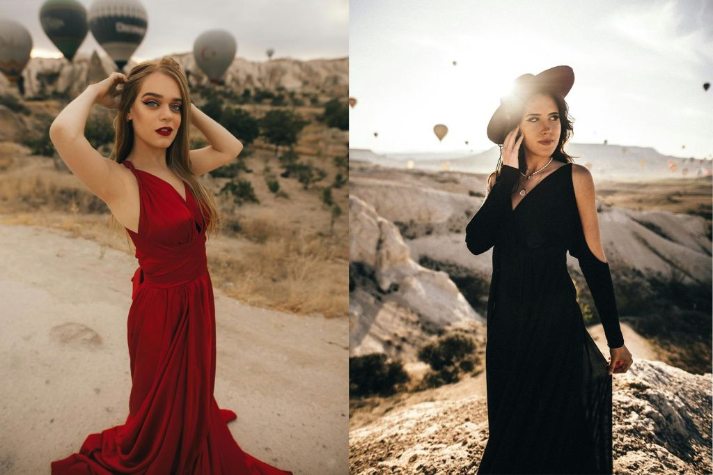 열기구 타고 일출을 배경으로 사진 촬영하기