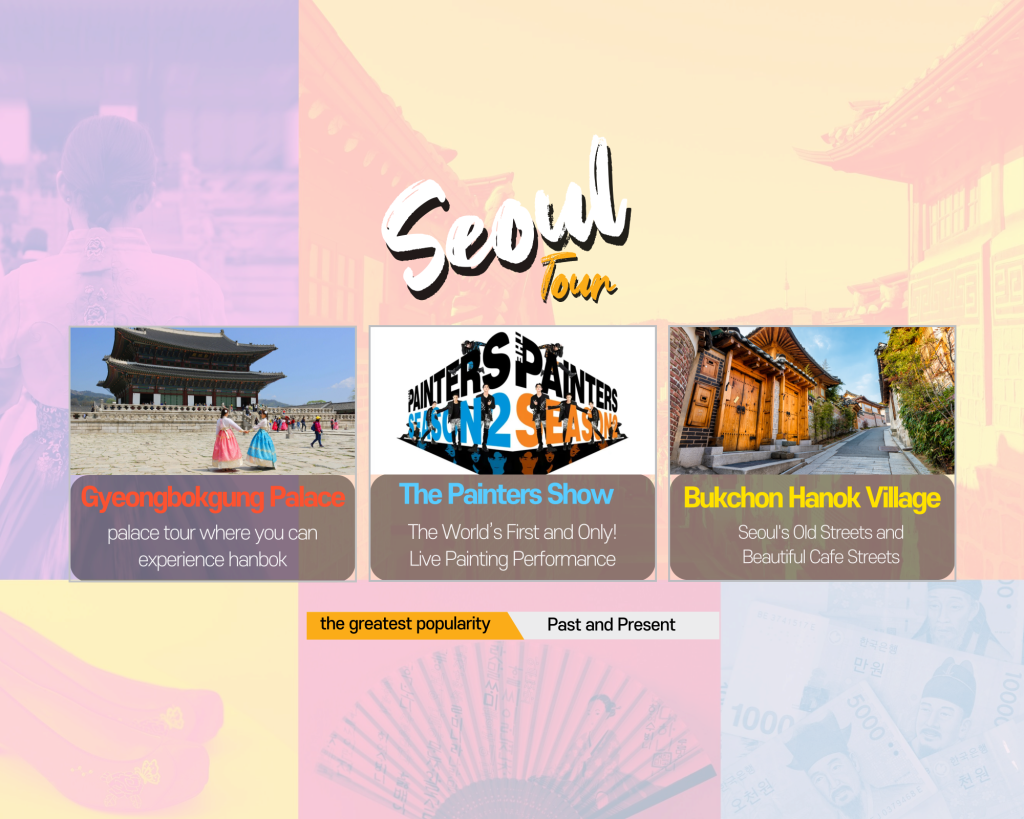 The Painters Show · N Seoul Tower · Gyeongbokgung + Hanbok · Hanok Village Private Tour
