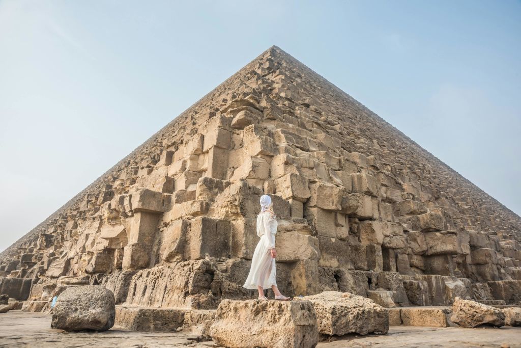 Tourist looking at Great Pyramid