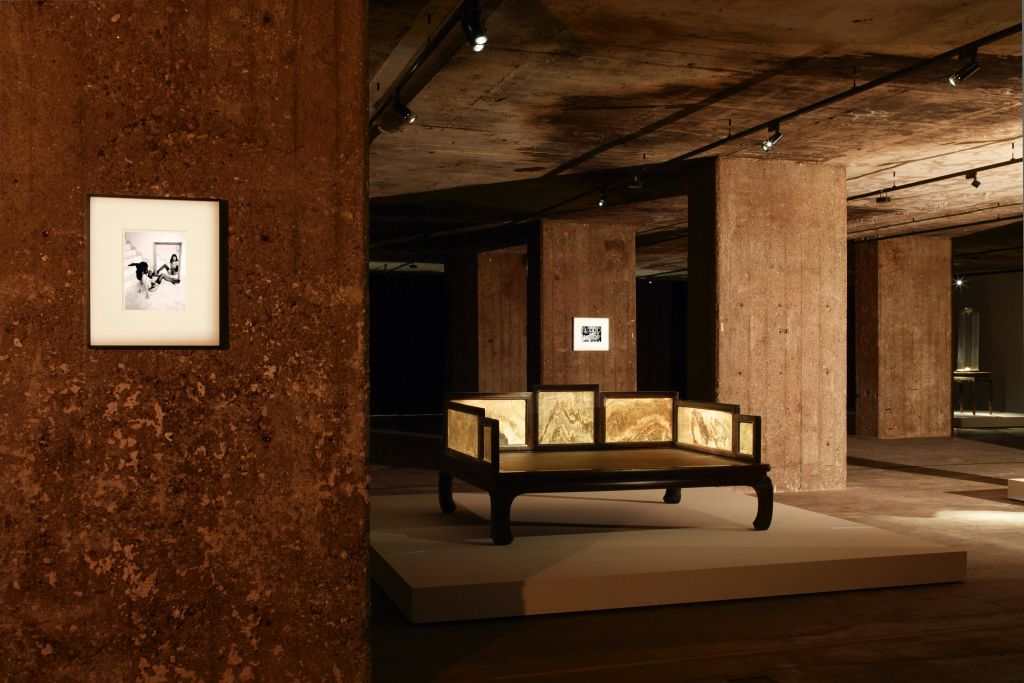 Scholar Lohan Bed, Qing Dynasty, China, 17th century, jichi wood with Nobuyoshi Araki, Mythology, 2001/2015.