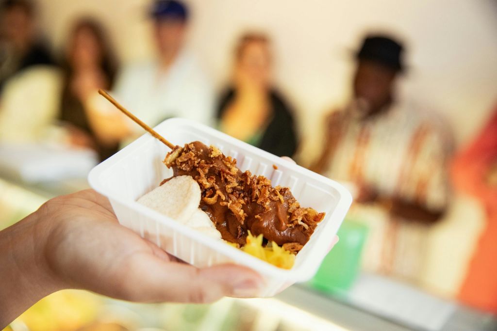 사테 아얌 (치킨 사테) 위드피넛 소스,