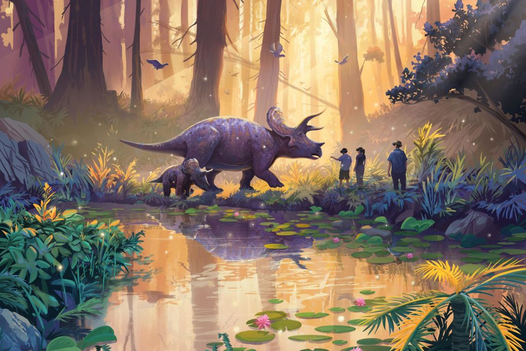 Virtual reality headset, Lost Worlds, dinosaur