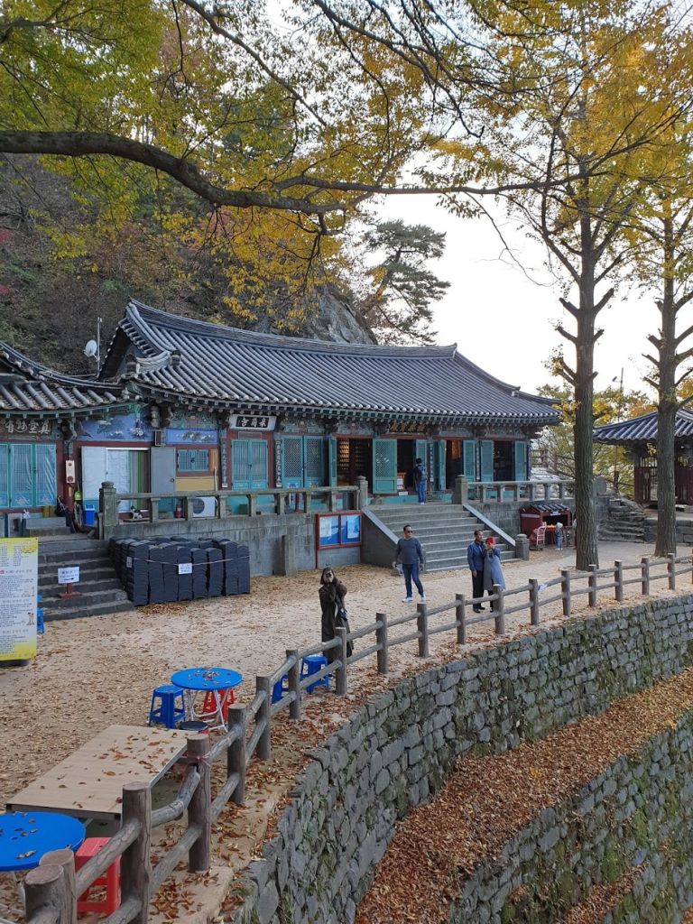 절벽에 위치한 고란사 전경