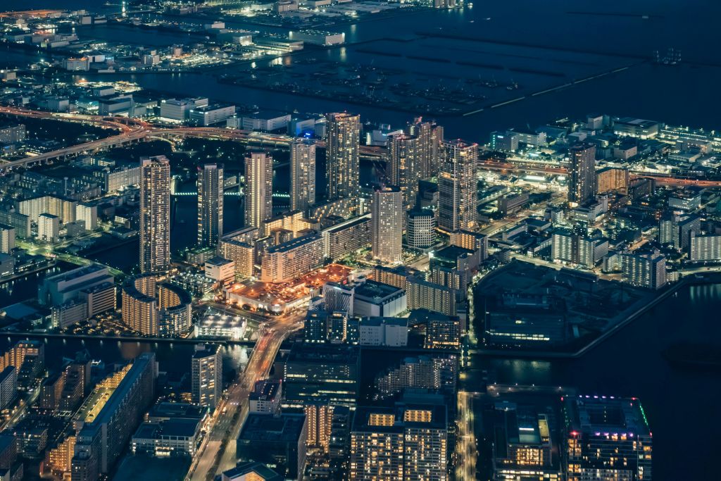 높은 곳에서 바라보는 도쿄 시티 라이트.