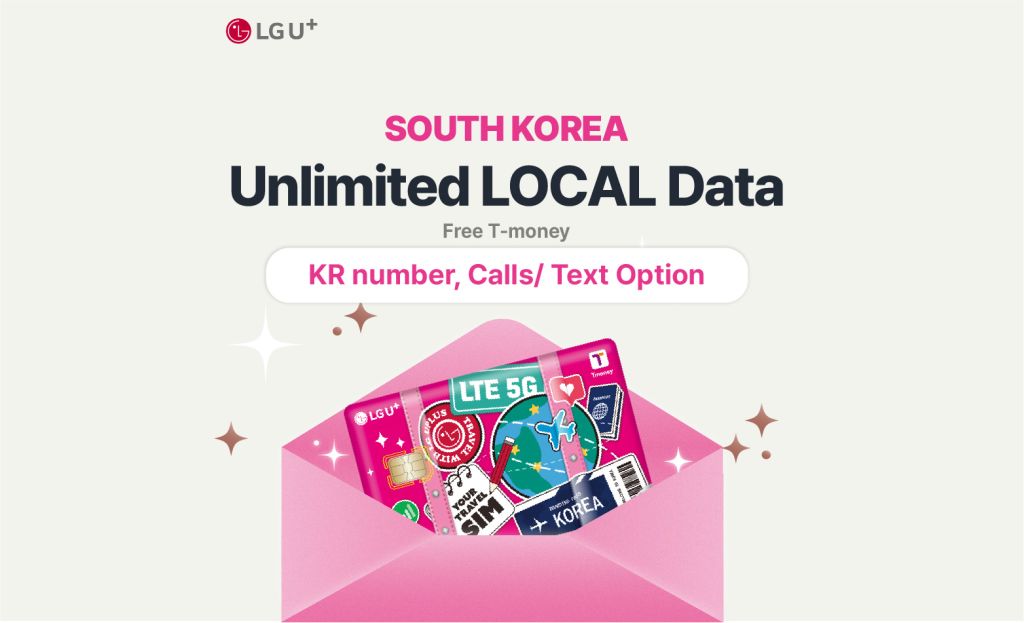 [SEOUL BUSAN Airport Pickup] South Korea LG U+ Local 5G/4G LTE eSIM/USIM Card (Includes T-Money & Voice Calls) | Truley Unlimited Data