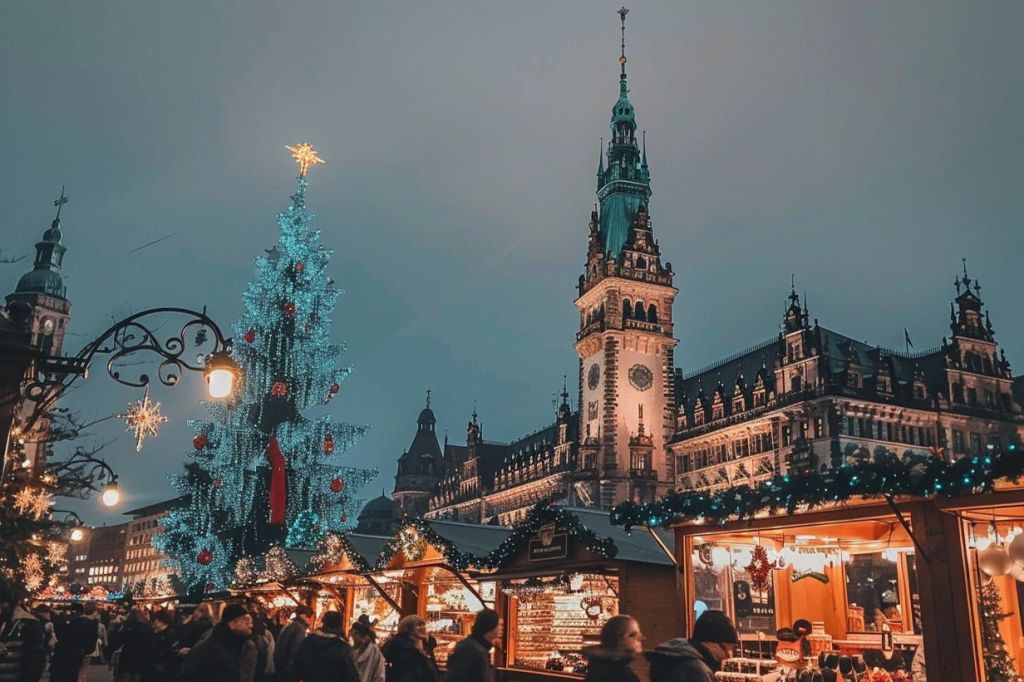 크리스마스 마켓이 있는 시청