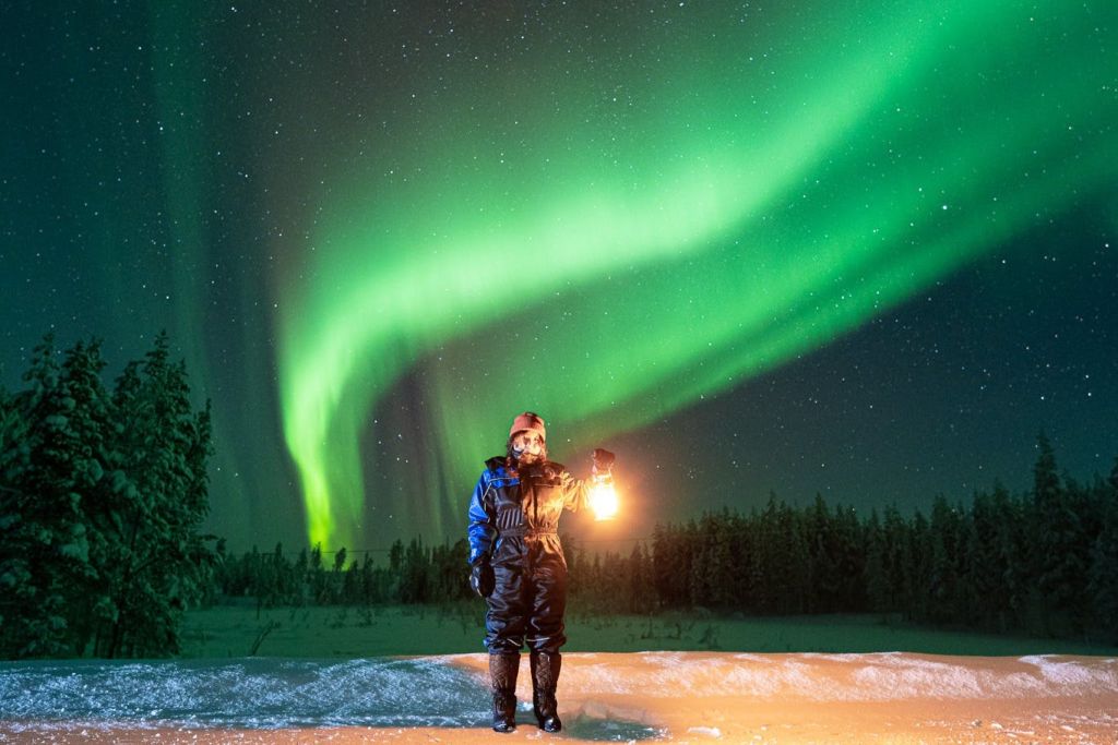 오로라를 배경으로 인생샷 찍기