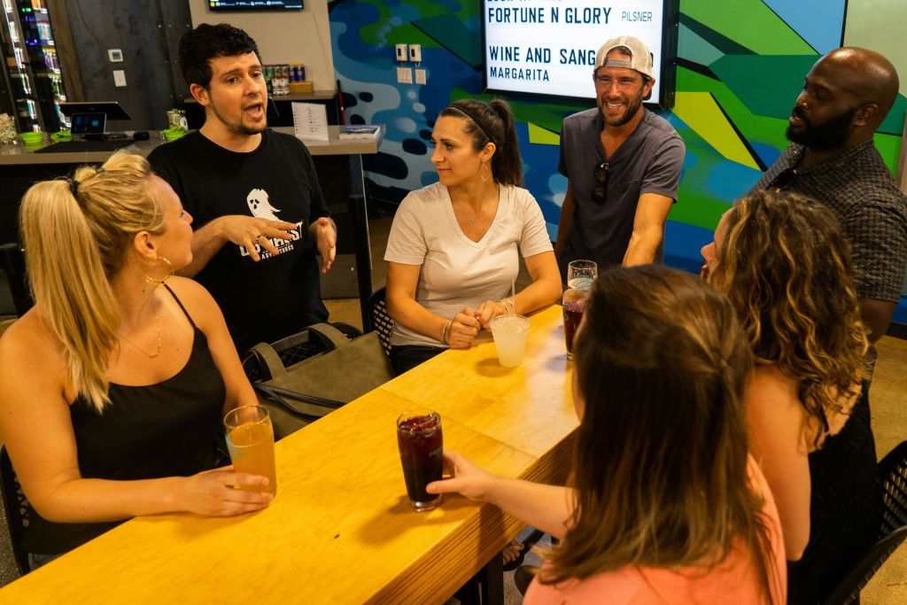 Tour guide sharing stories to guests