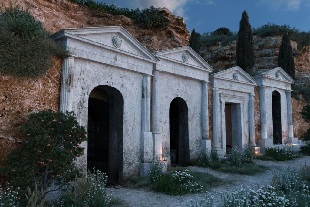 기원전 4세기의 네 무덤은 사실상 재건축되었습니다.