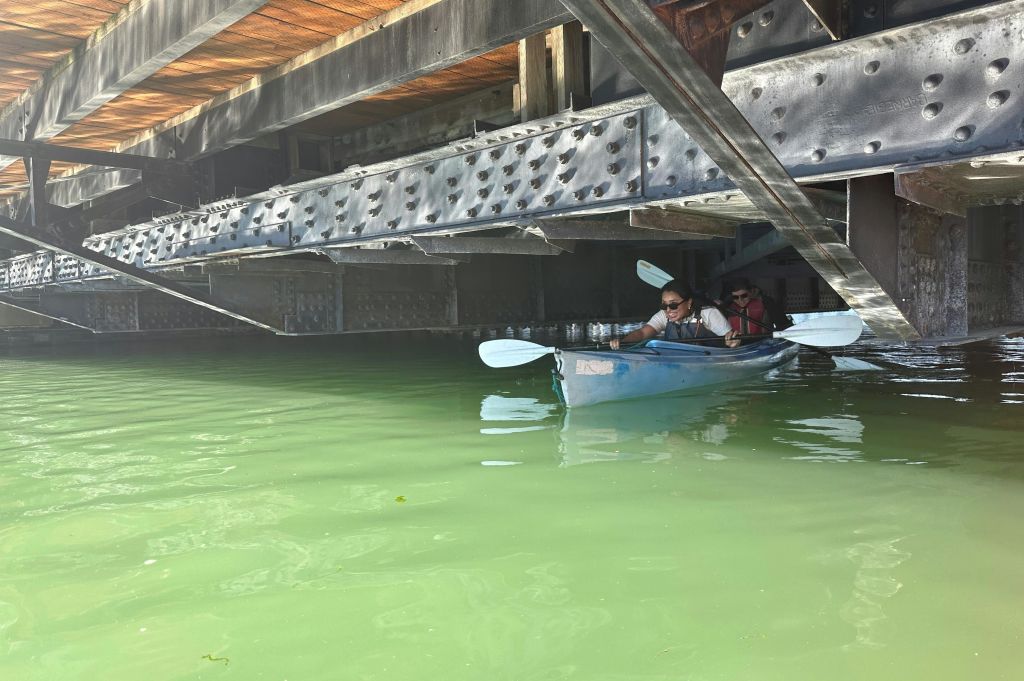 드로우 브리지 아래에서 패들링 즐기기