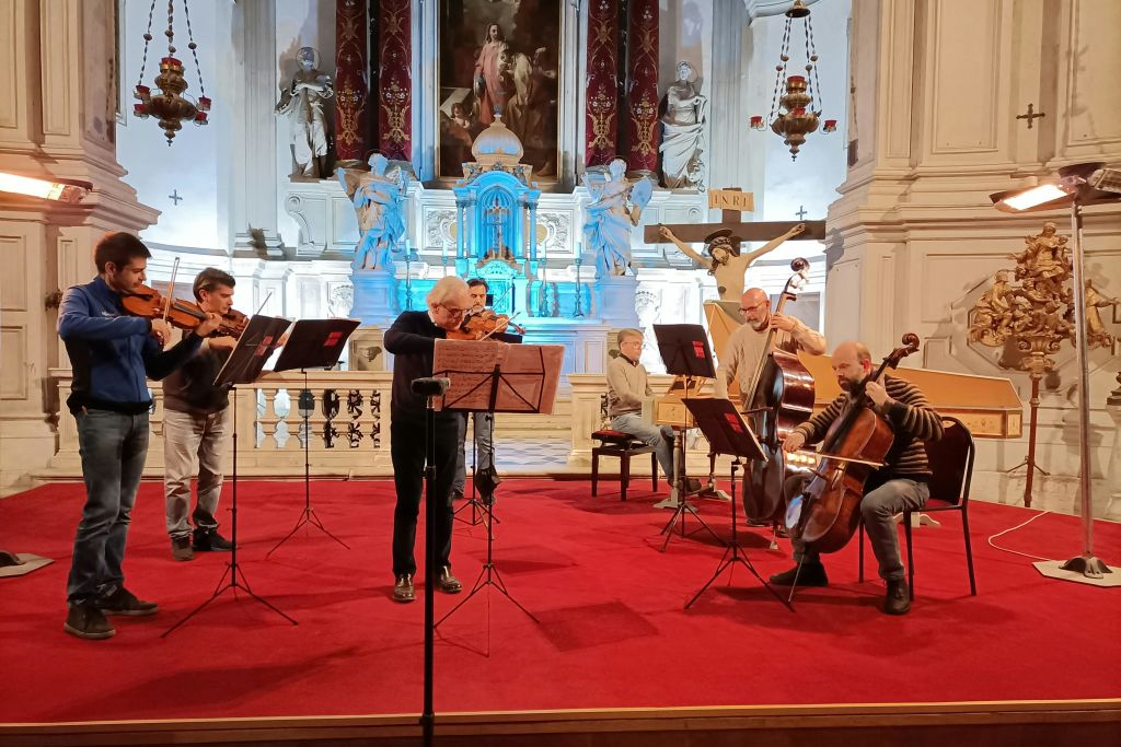 durante le prove nella Chiesa di Vivaldi