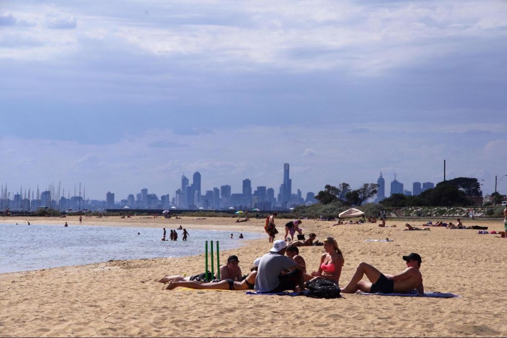Enjoying the sun at Brighton Beach (photo stop)