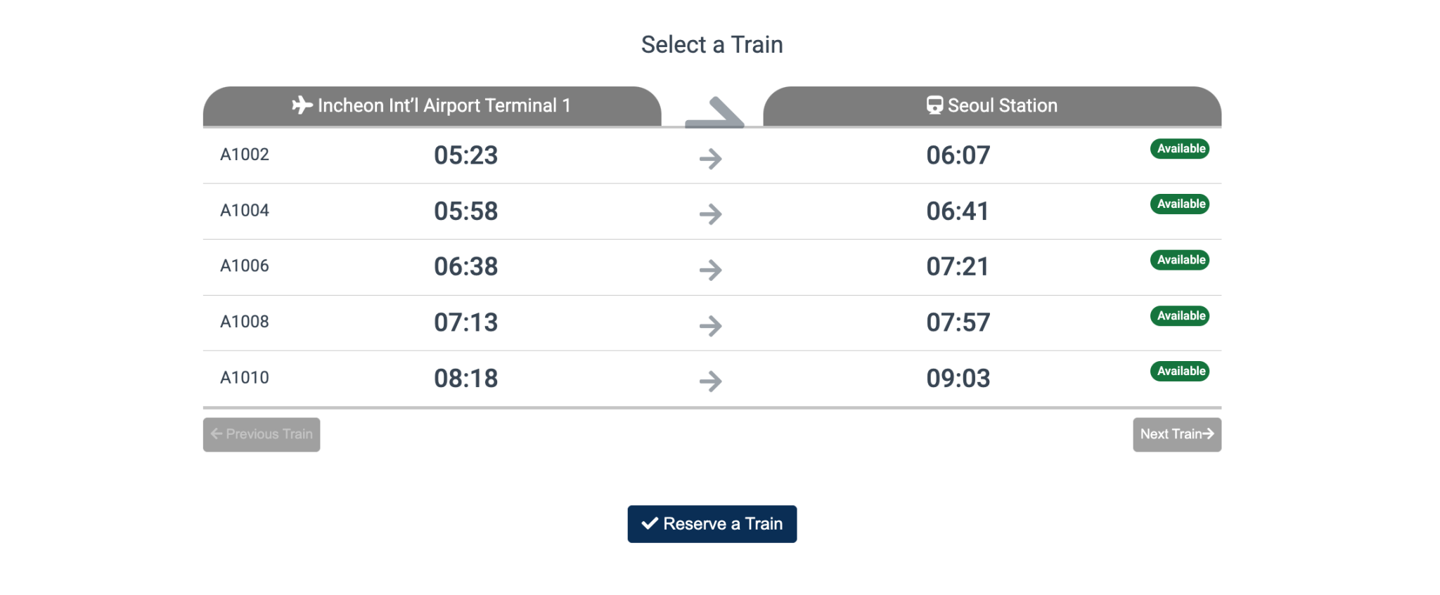 Select a train