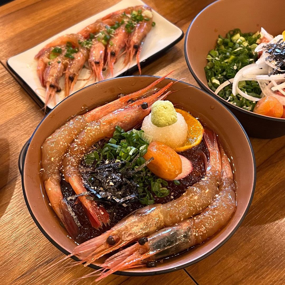 しょう油漬け甘エビの冷やしそば
