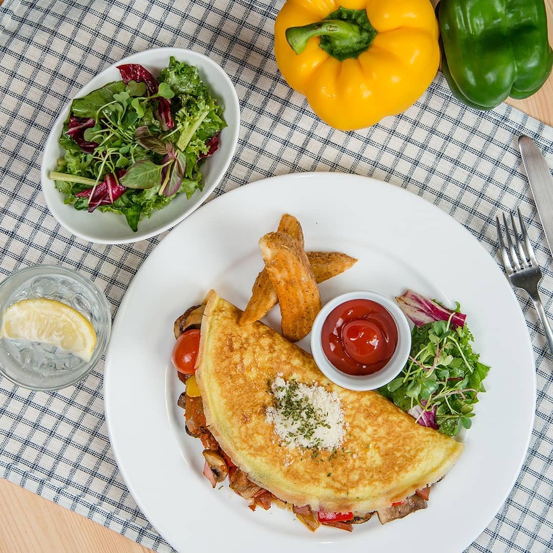 Italian omelet and green salad