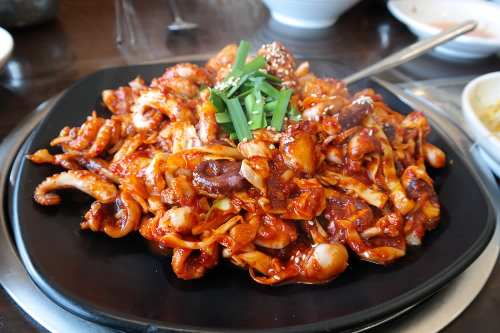 Stir-fried spicy Jjukkumi (spicy stir-fried webfoot octopus)