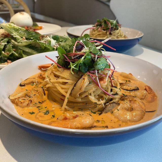 Seasoned shrimp rosé pasta