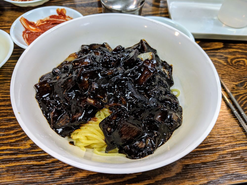 Jjajangmyeon (black bean sauce noodles)