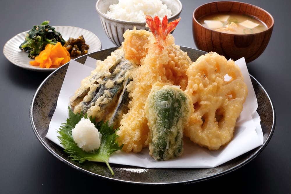海老天ぷら定食＋みそ汁