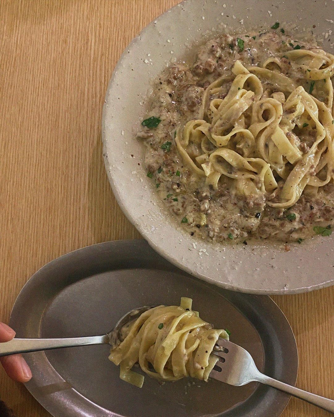 White ragu pasta