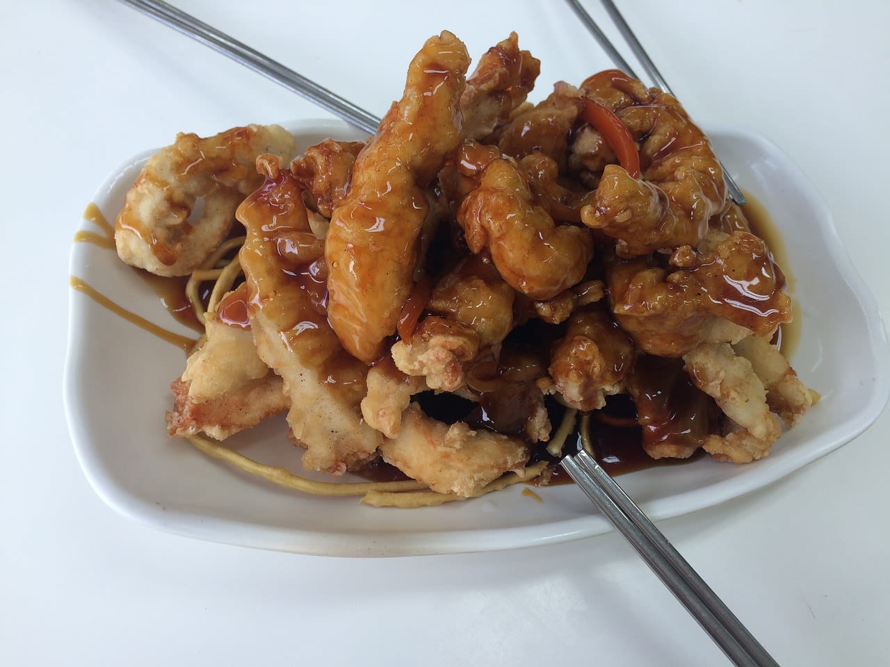 Tenderloin Tangsuyuk (deep-fried pork in sweet flour batter with sweet and sour sauce)