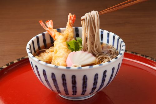 Shrimp tempura cold soba noodles