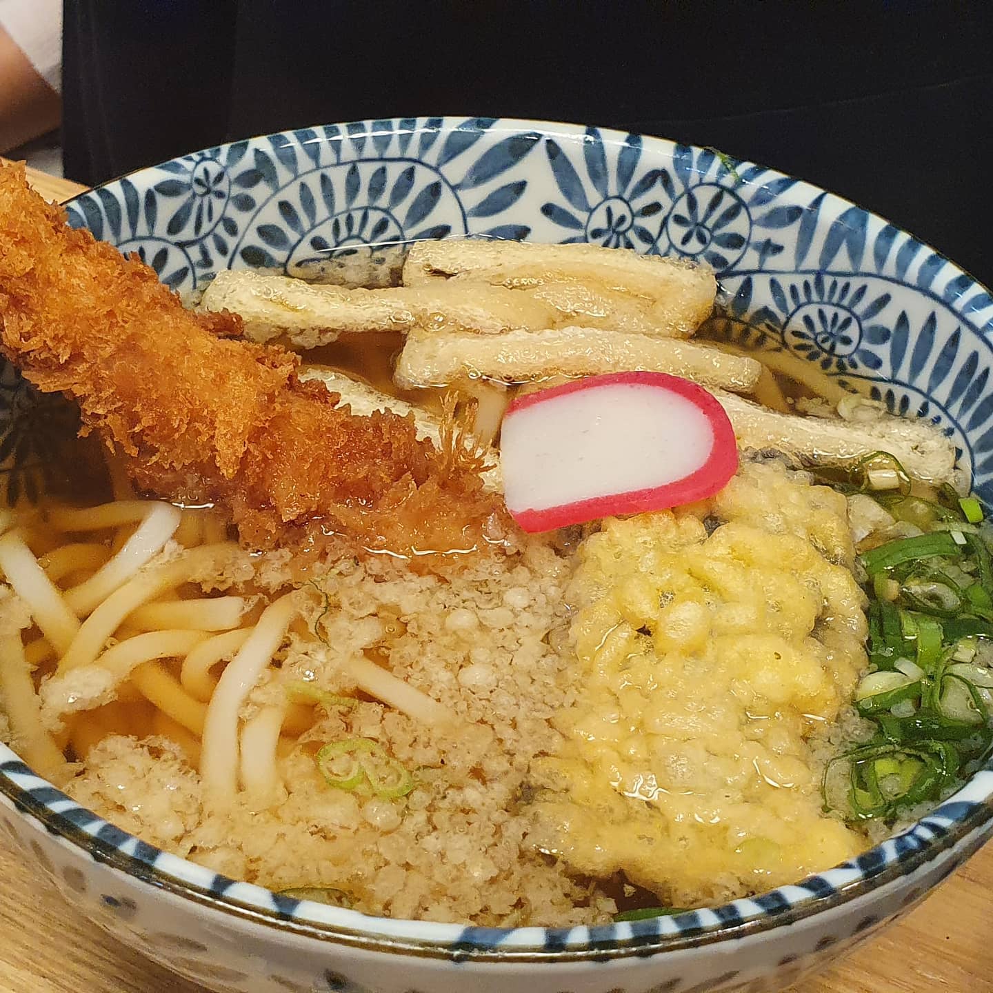 Udon noodle set meal with king prawn tempura