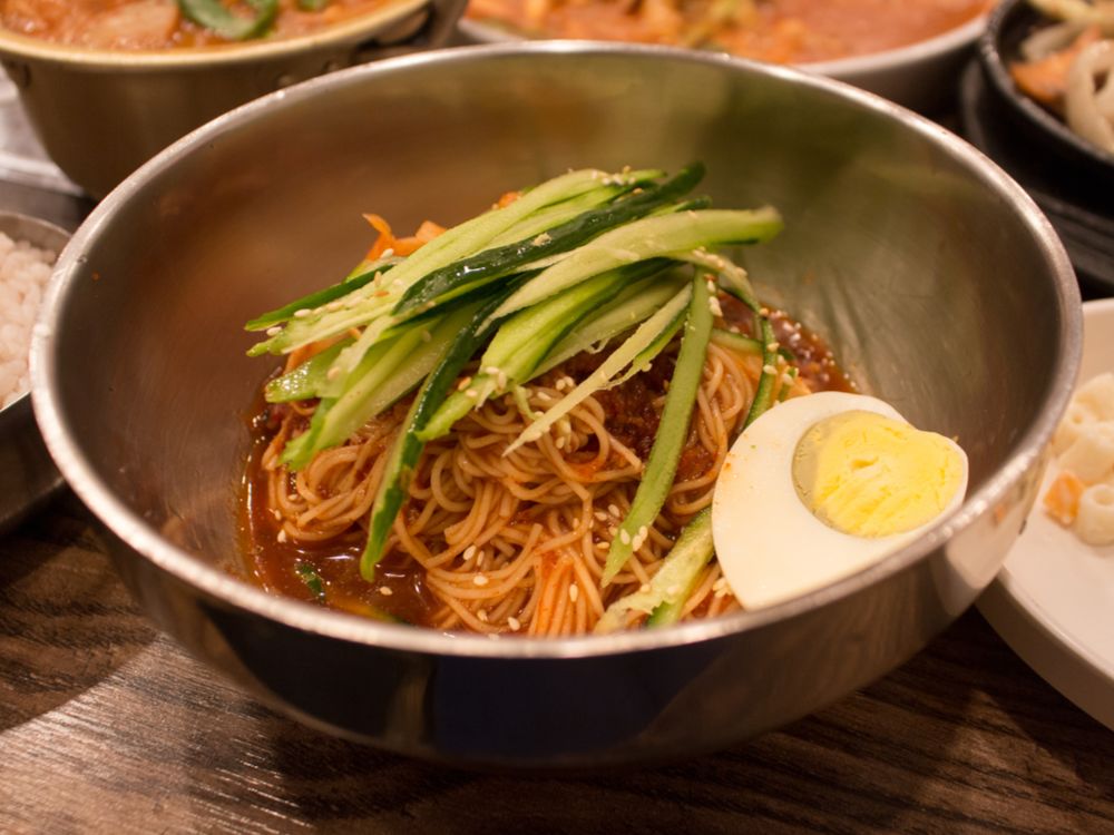 Bibim-milmyeon (wheat noodles in spicy sauce)