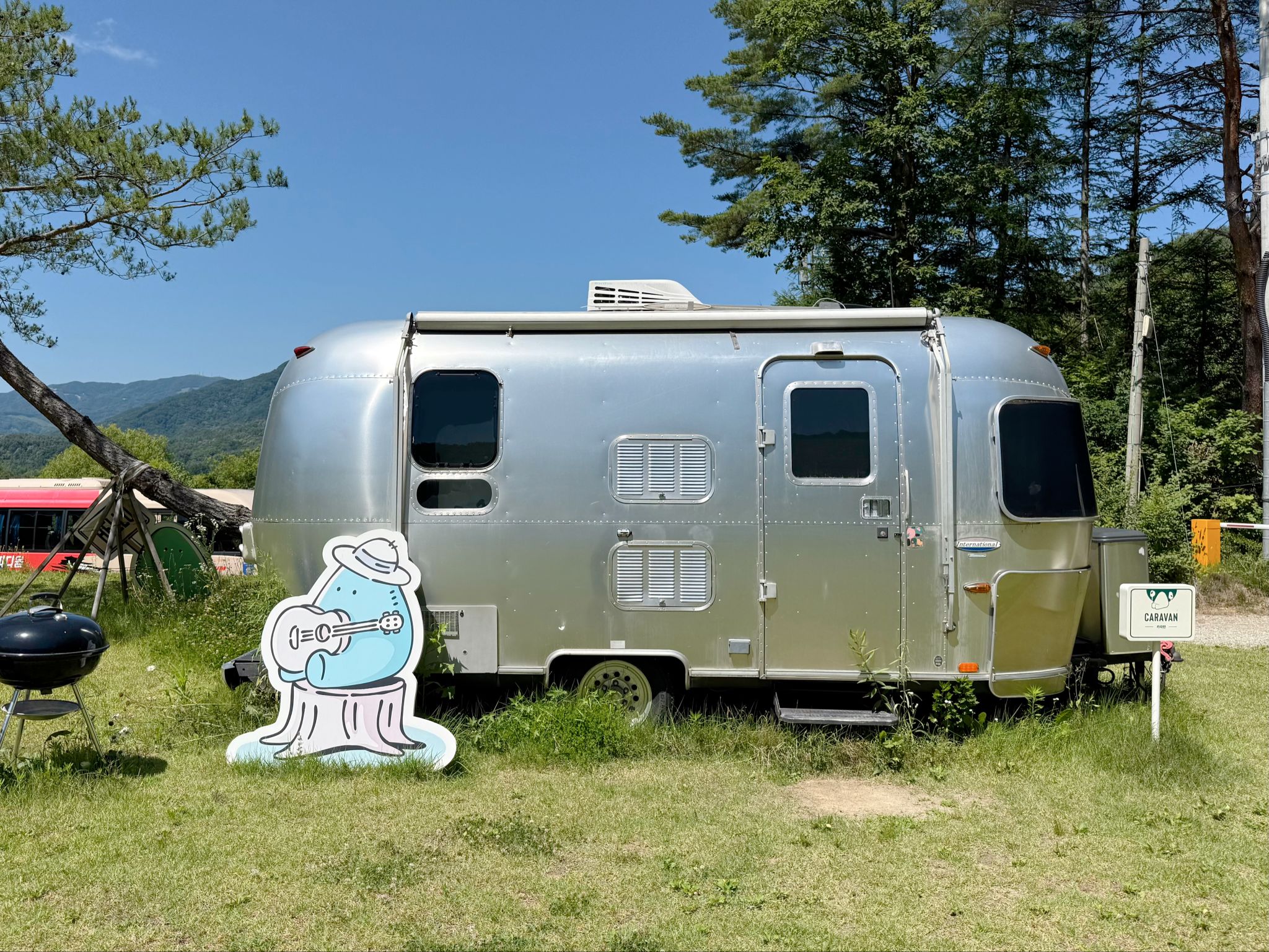 Camper van where the members had a BBQ