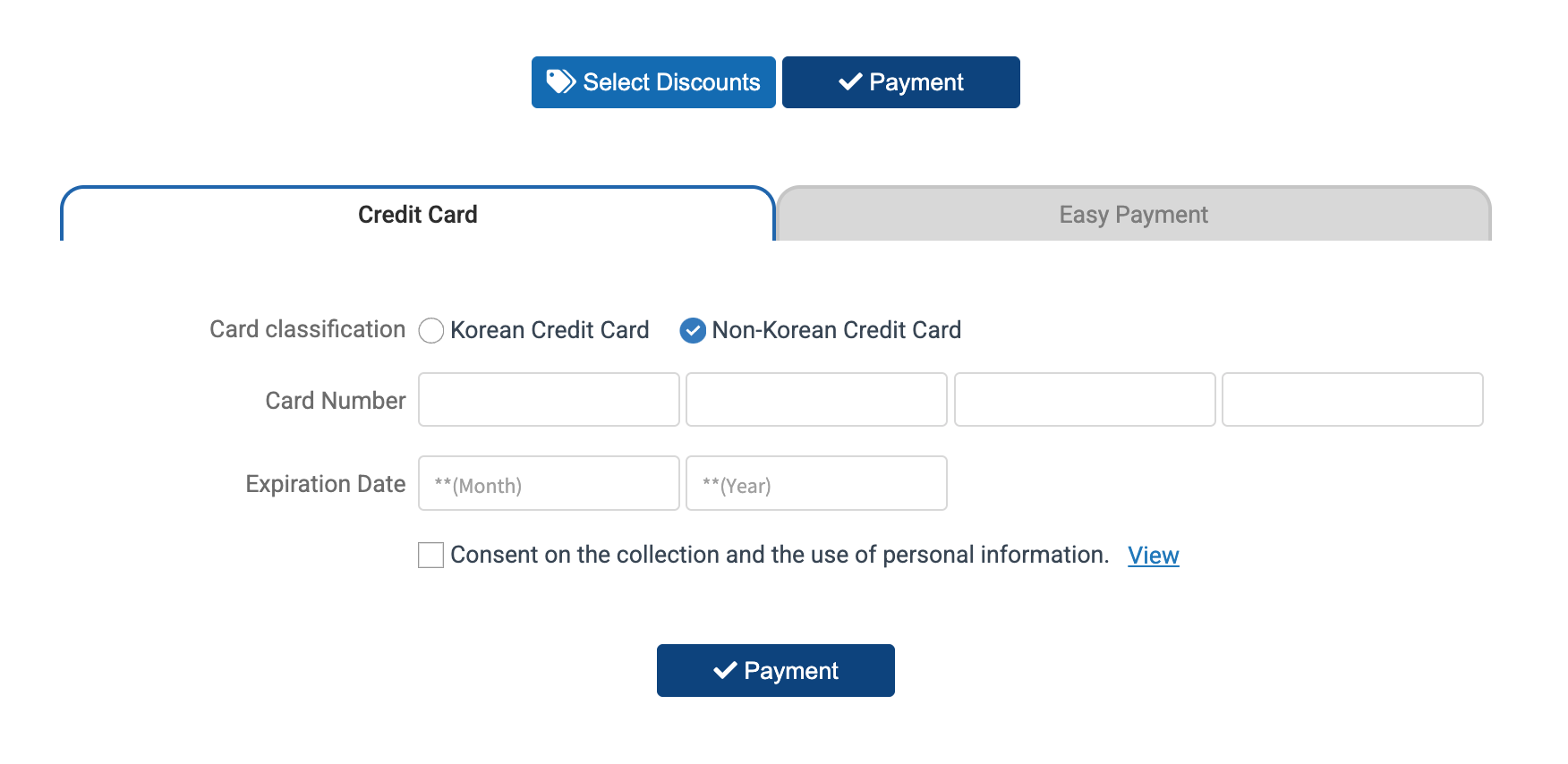 Provide your credit card number to complete the purchase