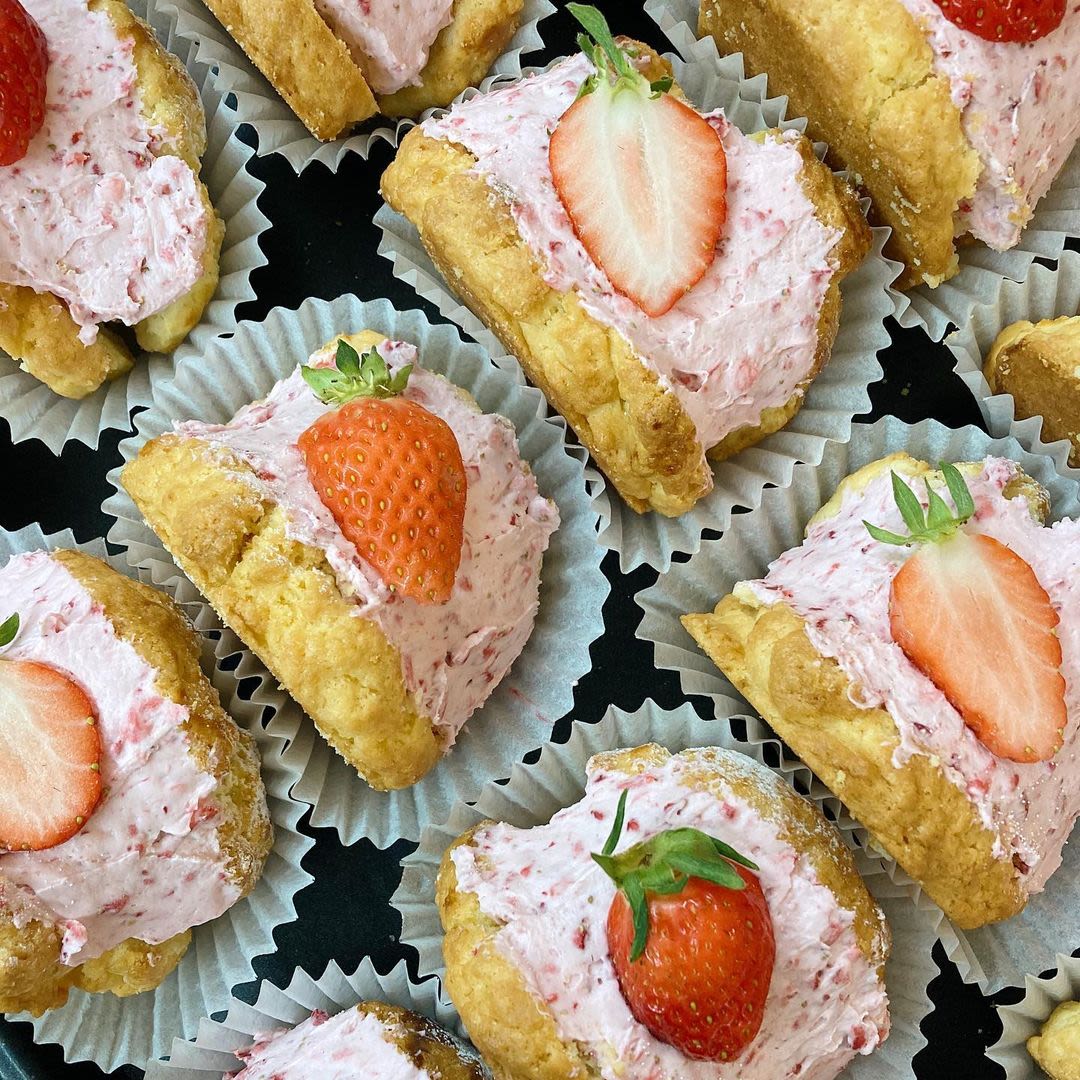 Strawberry milk whipped cream scones