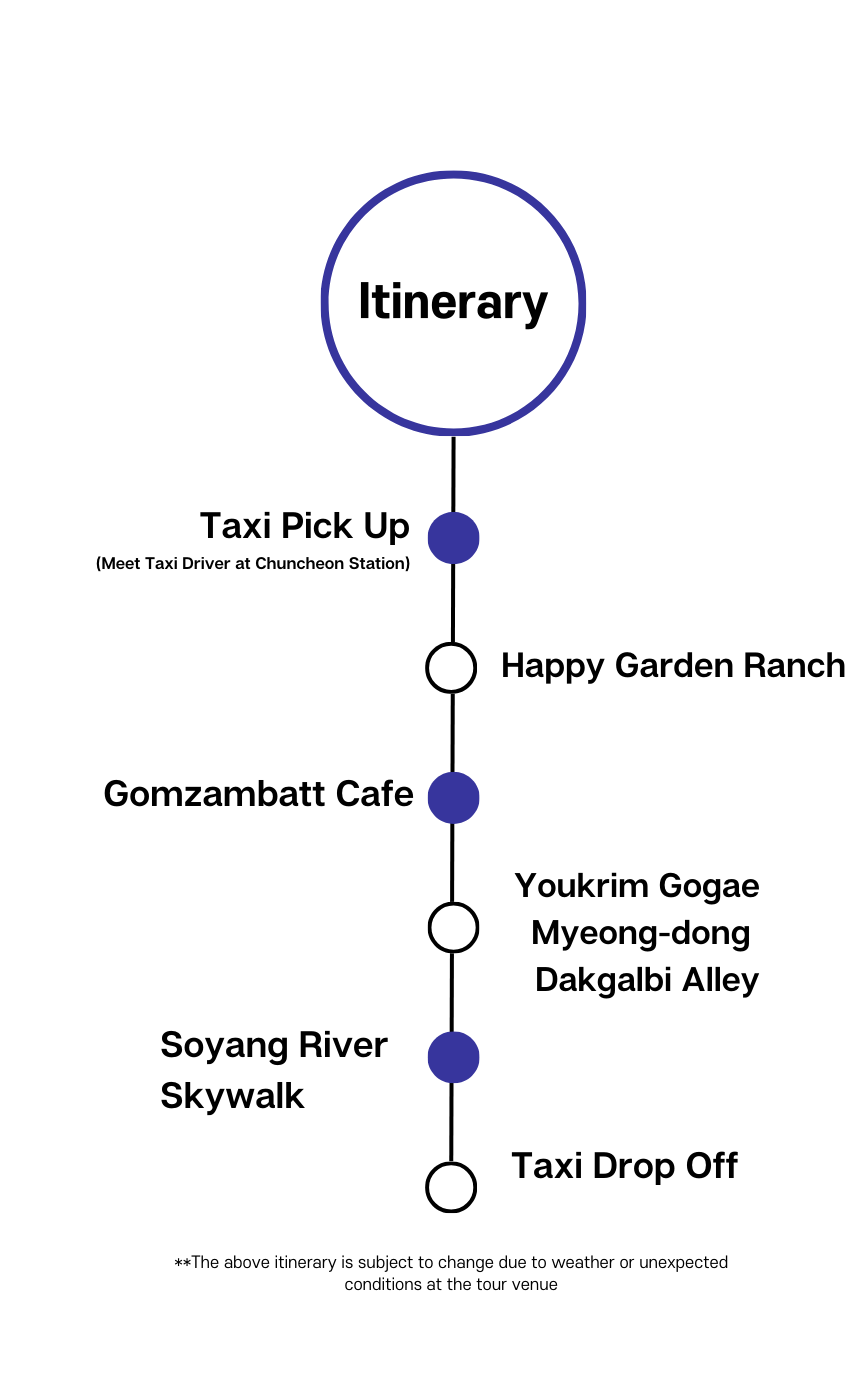 Gangwon Chuncheon 3-Hour Taxi Tour