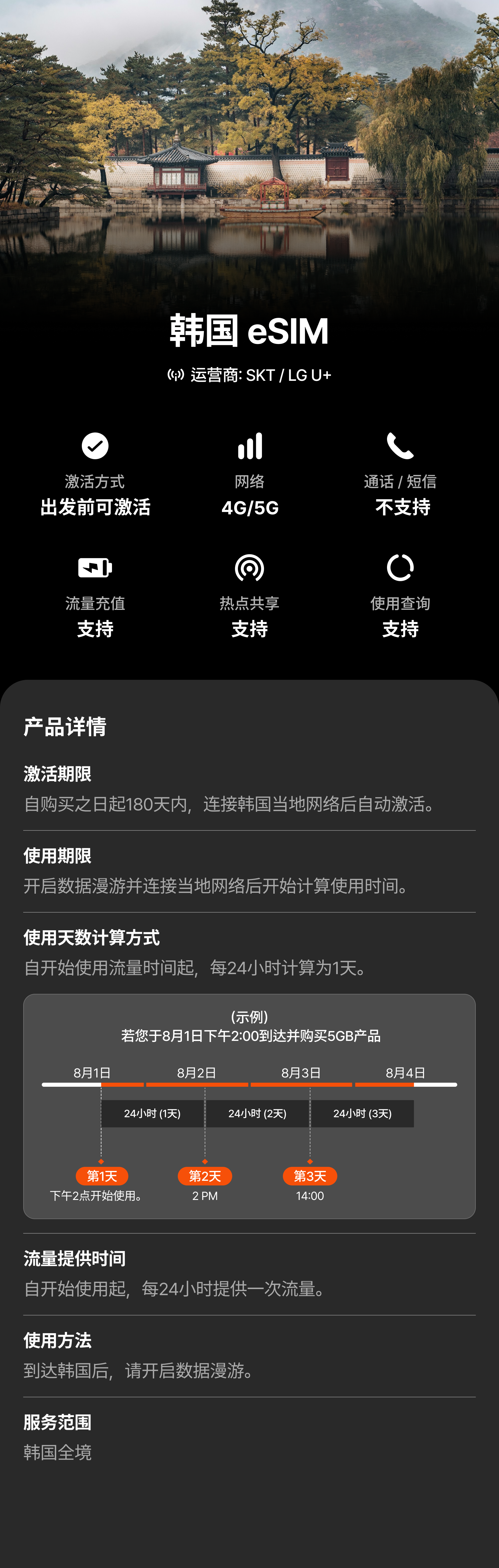 [韩国] 5G eSIM（支持 ChatGPT 和社交应用）【邮件发放说明】