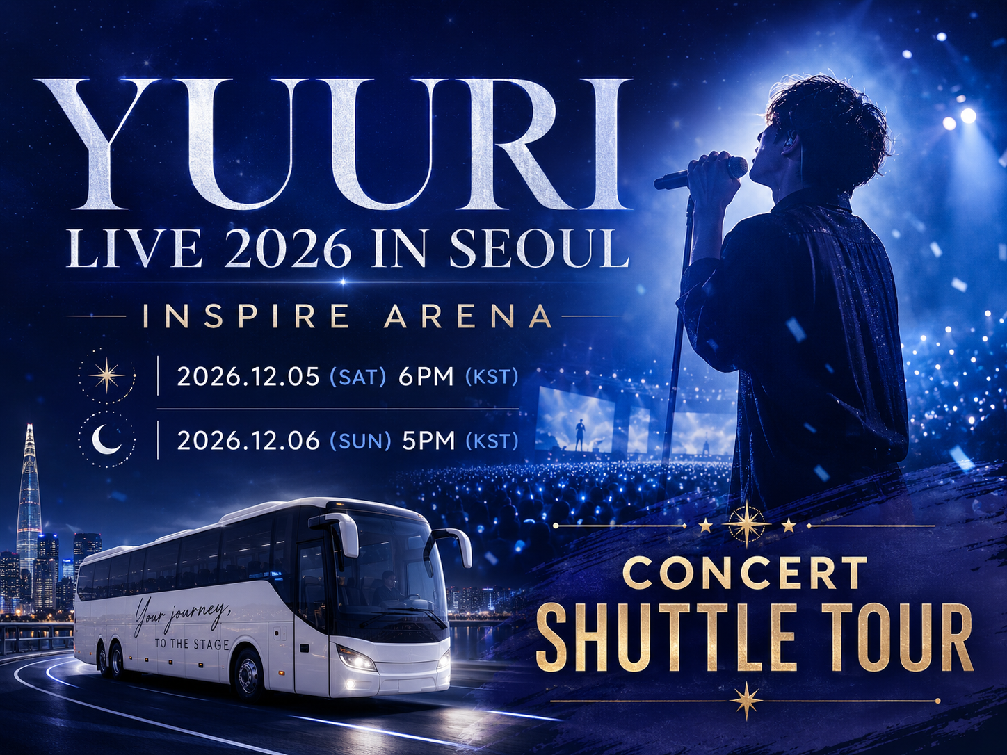 [YUURI] LIVE 2026 IN SEOUL｜INCHEON Inspire Arena KPOP Shuttle Tour : Seoul ⇄ Venue / One-Way , Incheon Airport Drop-off