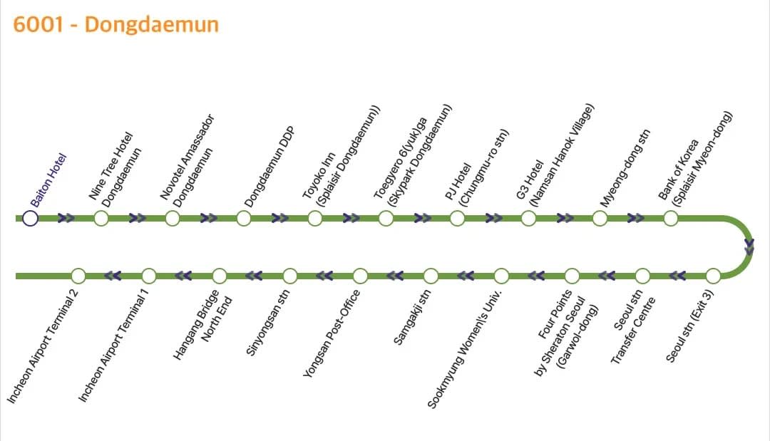 仁川机场豪华机场巴士车票（仁川机场T1 ↔ 首尔市区）（单程）