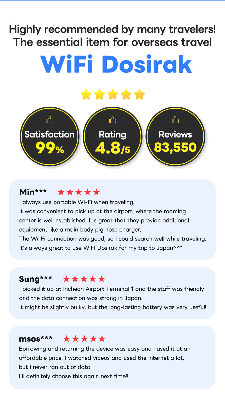 [Airport Pickup] Unlimited Data Pocket Wi-Fi、WIFI Dosirak 4G LTE