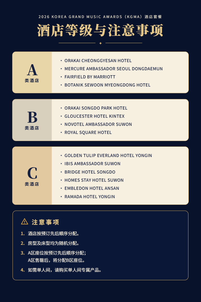 2026 KGMA 酒店套餐 