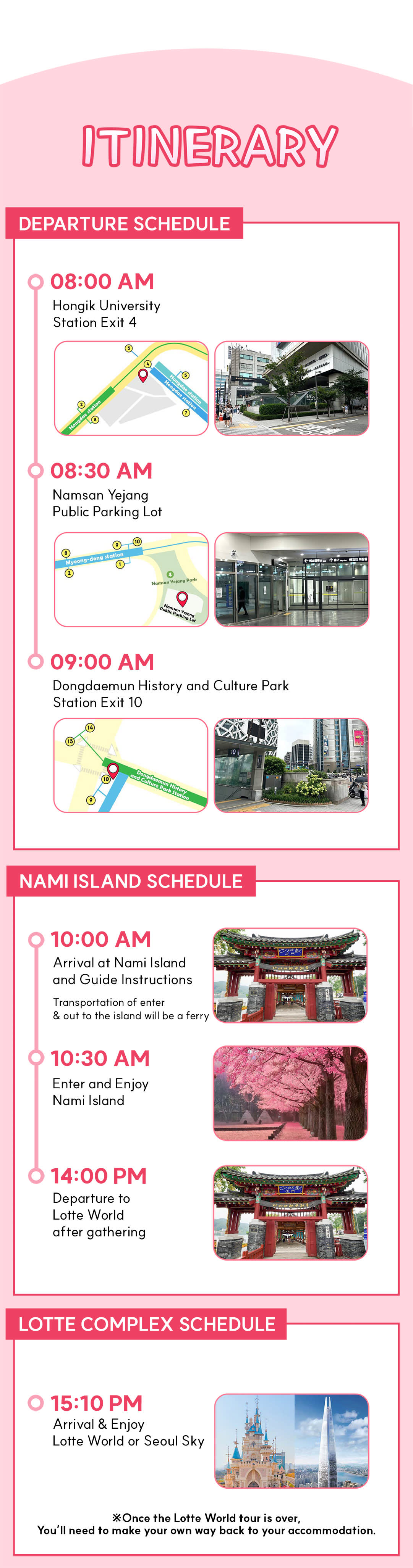 Nami Island & Lotte World(or Seoulsky)Day Tour
