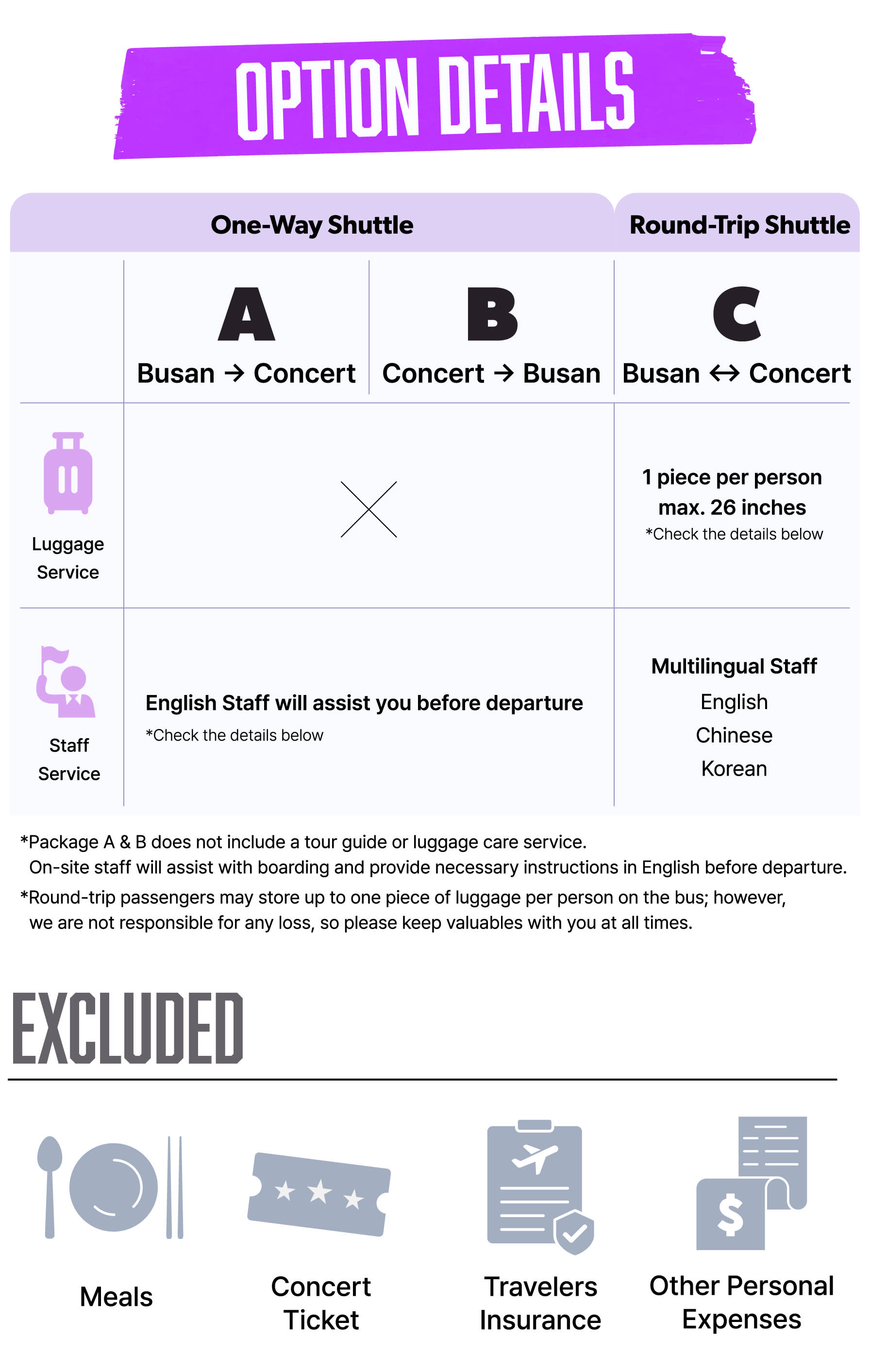 [BTS] Busan Concert Shuttle (One-way/Round-trip/Luggage Care/Instant Confirmation)