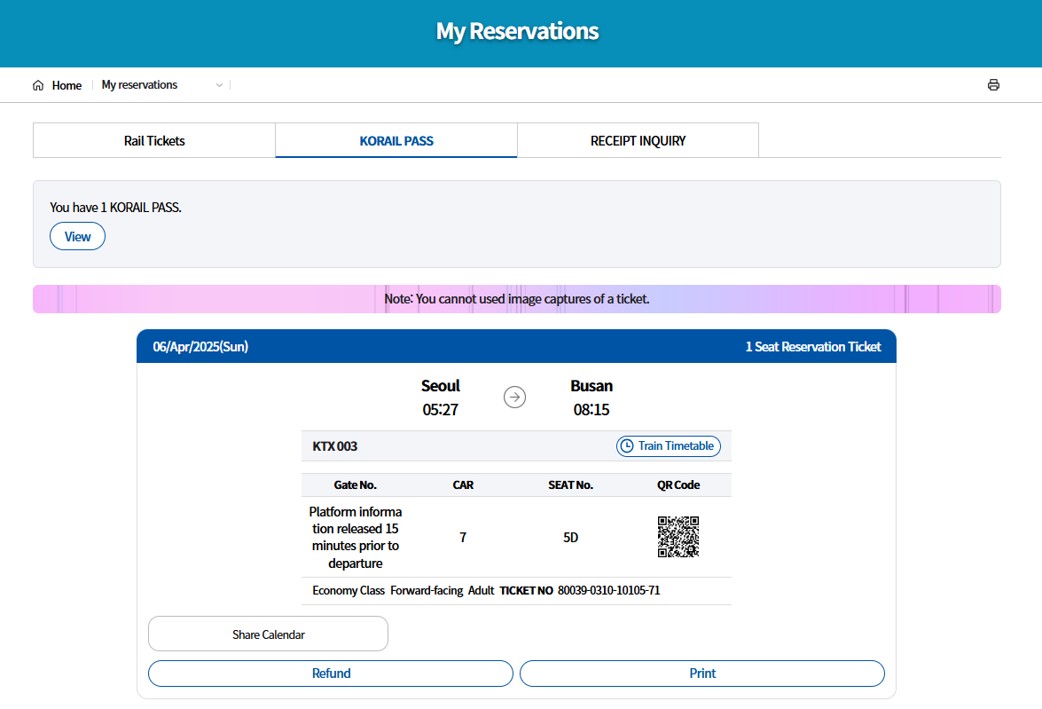 [KORAIL PASS] Korea KORAIL Pass Group(2~5) - KTX Unlimited Boarding Pass (2/3/4/5days)