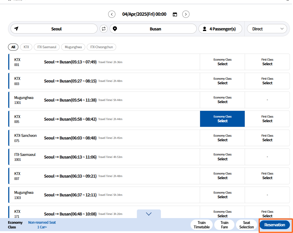 Korea KORAIL Pass Individual - KTX Unlimited Boarding Pass