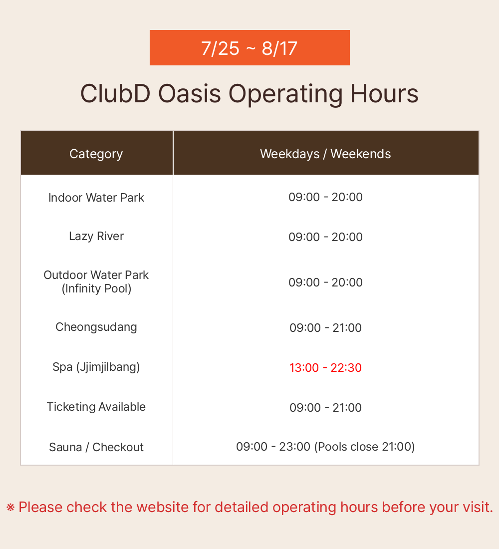 [Busan] CLUBD OASIS Spa Ticket