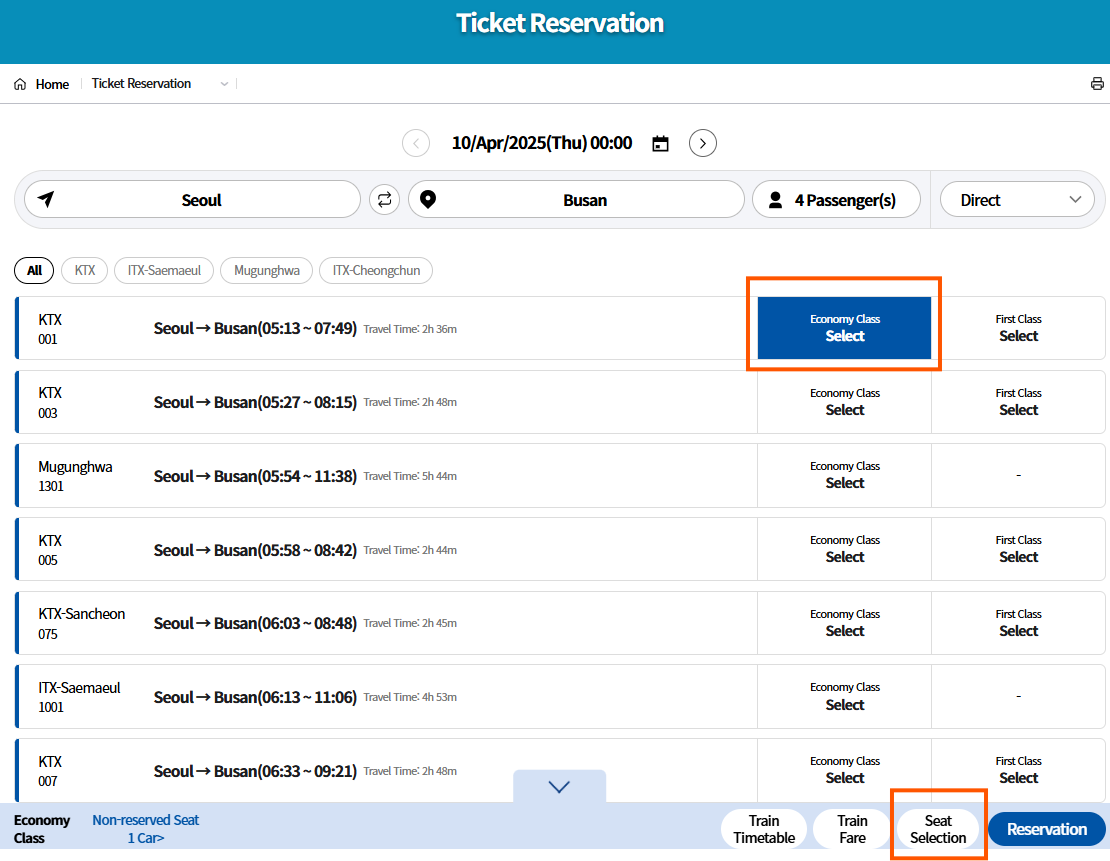 Korea KORAIL Pass Individual - KTX Unlimited Boarding Pass